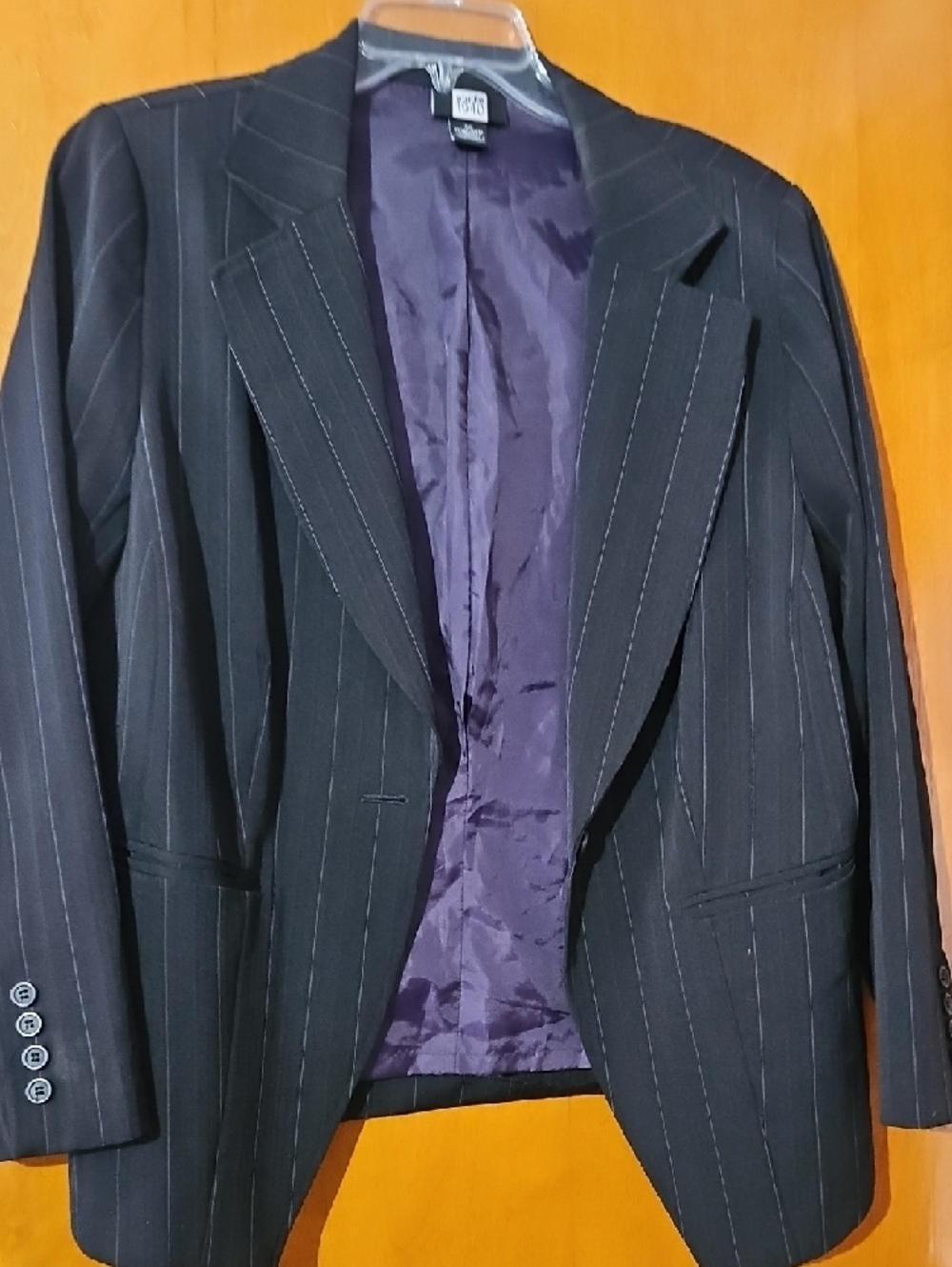 Studio 1940 Women's Black Pinstripe Suit - Jacket & Pants - Picture 3 of 7